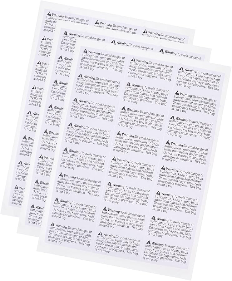 Choking Warning Stickers 1000pcs Self Adhesive Suffocation Hazard Labels For Packaging Safety - Image 1